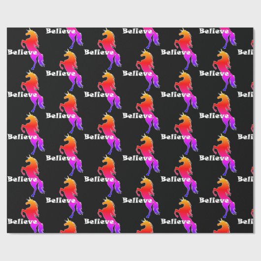 Unicorn glaube Design - glänzende Umhüllungspapier Geschenkpapier (Flach)