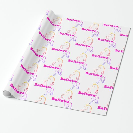 Unicorn Glaube Design - glänzendes Papier, 30 Geschenkpapier (Ungerollt)