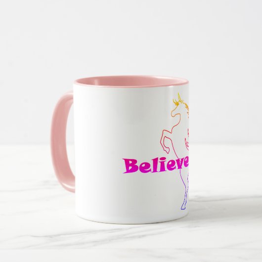 Unicorn Glaube Design - Rosa Combo-Tasse 11 oz Tasse (Vorderseite Links)