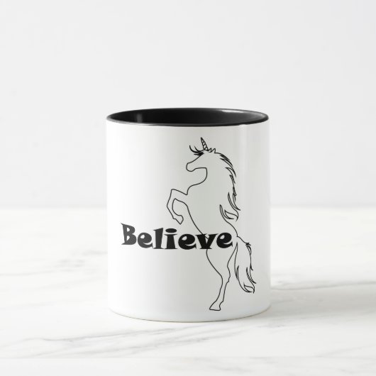 Unicorn Glaube Design - Schwarze Combo-Tasse von 1 Tasse (Zentrum)
