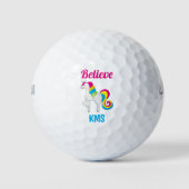 Unicorn Glaube Monogram Initials Niedlich Golfball (Vorderseite)
