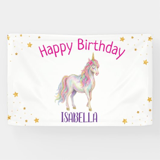 Unicorn Glitter Girls Birthday Banner (Horizontal)