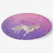 Unicorn Glitter Girls Birthday Pappteller (Schrägansicht)