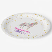 Unicorn Glitter Girls Birthday Pappteller (Schrägansicht)