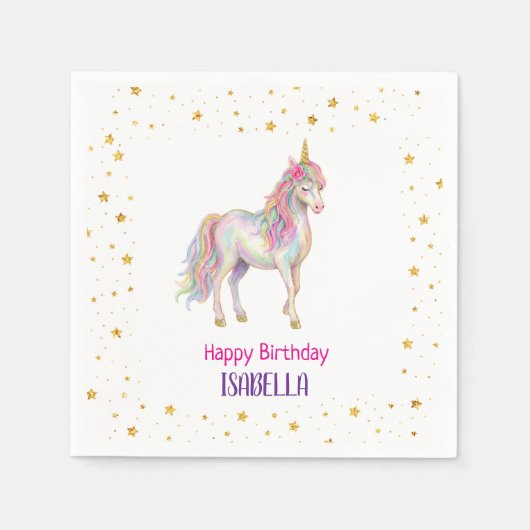 Unicorn Glitter Girls Birthday Serviette (Vorderseite)