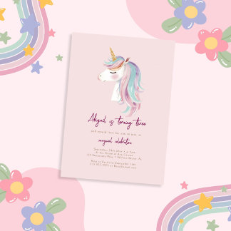 Unicorn Glitzer Girl Birthday Einladung