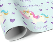 Unicorn Glitzer Rainbow Aqua Weihnachten Geschenkpapier (Rolleneckpunkt)