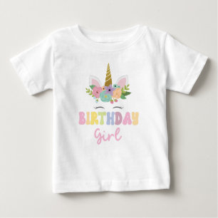 Unicorn Glitzer Rainbow Birthday Girl Party Outfit Baby T-shirt