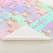 Unicorn Glitzer Regenbogen Rosa Namensskript Sherpadecke (3/4)