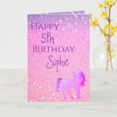 Unicorn Glitzer Rosa Lila Niedliche Mädchenzeit Ge Karte (Gelbe Blume)