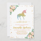 Unicorn Glitzer Sillhouette Niedlich Baby Girl Dus Einladung (Vorderseite)