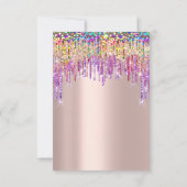Unicorn Glitzer Tropfen Rose Gold Bridal Sweet 16. Einladung (Rückseite)