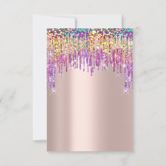 Unicorn Glitzer Tropfen Rose Gold Bridal Sweet 16. Einladung (Rückseite)