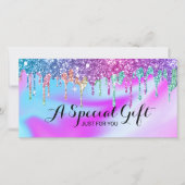 Unicorn Glitzer Tropfens Salon Geschenkgutscheine (Vorderseite)