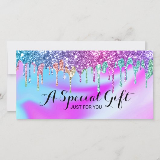Unicorn Glitzer Tropfens Salon Geschenkgutscheine (Vorderseite)