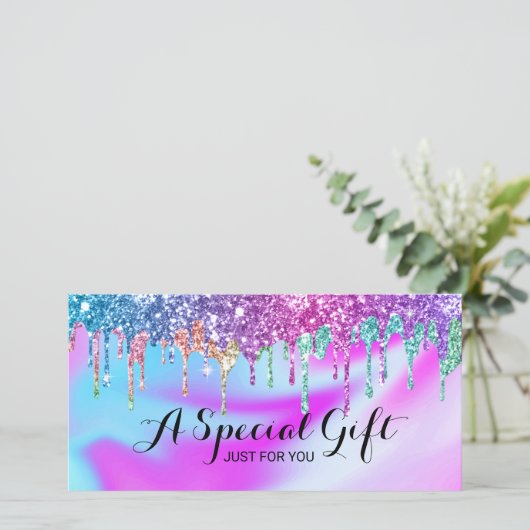 Unicorn Glitzer Tropfens Salon Geschenkgutscheine (Stehend Vorderseite)