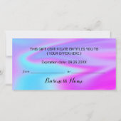 Unicorn Glitzer Tropfens Salon Geschenkgutscheine (Rückseite)