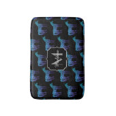 Unicorn Glitzern Aqua-blaues Omermuster Monogram Badematte (Vorderseite Vertikal)
