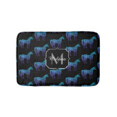 Unicorn Glitzern Aqua-blaues Omermuster Monogram Badematte (Vorderseite)