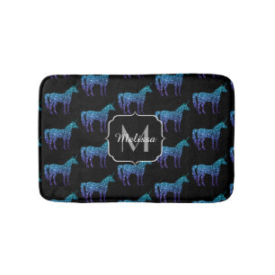 Unicorn Glitzern Aqua-blaues Omermuster Monogram Badematte