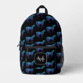 Unicorn Glitzern Aqua-blaues Omermuster Monogram Bedruckter Rucksack (Vorderseite)