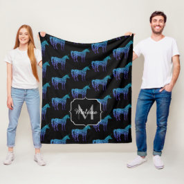 Unicorn Glitzern Aqua-blaues Omermuster Monogram Fleecedecke