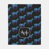 Unicorn Glitzern Aqua-blaues Omermuster Monogram Fleecedecke (Vorderseite)