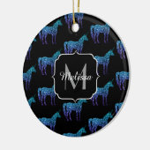 Unicorn Glitzern Aqua-blaues Omermuster Monogram Keramik Ornament (Links)