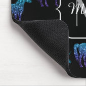 Unicorn Glitzern Aqua-blaues Omermuster Monogram Mousepad (Ecke)