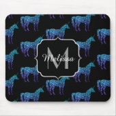 Unicorn Glitzern Aqua-blaues Omermuster Monogram Mousepad (Vorne)