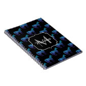Unicorn Glitzern Aqua-blaues Omermuster Monogram Notizblock (Rechte Seite)