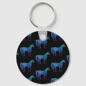Unicorn Glitzern Aqua-blaues Omermuster Monogram Schlüsselanhänger (Rückseite)