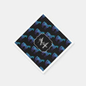 Unicorn Glitzern Aqua-blaues Omermuster Monogram Serviette (Ecke)