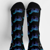 Unicorn Glitzern Aqua-blaues Omermuster Monogram Socken (Oben)