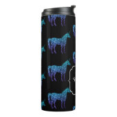 Unicorn Glitzern Aqua-blaues Omermuster Monogram Thermosbecher (Nach links gedreht)
