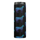 Unicorn Glitzern Aqua-blaues Omermuster Monogram Thermosbecher (Rückseite)