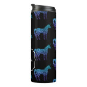 Unicorn Glitzern Aqua-blaues Omermuster Monogram Thermosbecher (Nach rechts gedreht)