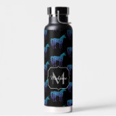 Unicorn Glitzern Aqua-blaues Omermuster Monogram Trinkflasche (Links)