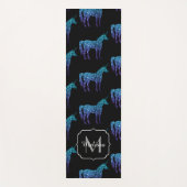 Unicorn Glitzern Aqua-blaues Omermuster Monogram Yogamatte (Vorderseite)