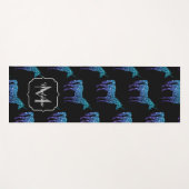 Unicorn Glitzern Aqua-blaues Omermuster Monogram Yogamatte (Vorderseite (Horizontal))