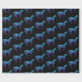 Unicorn Glitzern Aqua Blue Obre Muster schwarz Geschenkpapier (Flach)