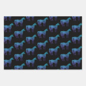 Unicorn Glitzern Aqua Blue Obre Muster schwarz Geschenkpapier Set (Vorderseite 3)