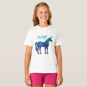 Unicorn Glitzern aqua blue ombre Ihr Name T-Shirt (Vorne ganz)
