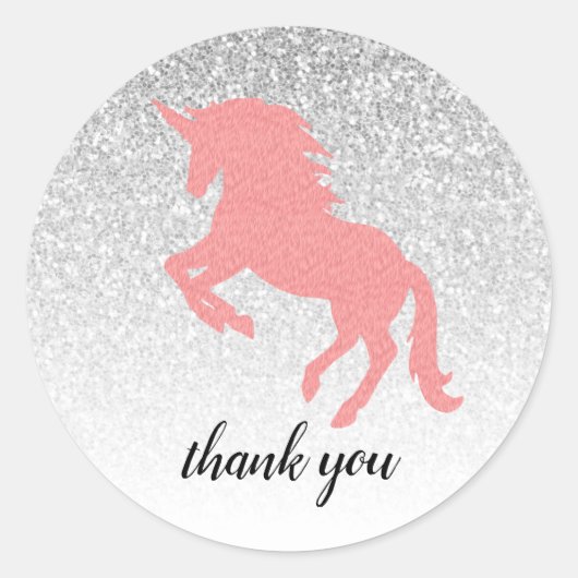 Unicorn Glitzern Happy Birthday Party Stickers (Vorderseite)