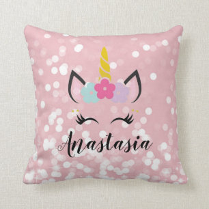 Unicorn Glitzern Personalisiert Kissen