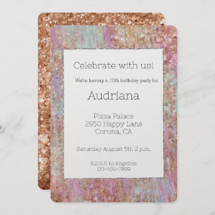 Unicorn Glitzy Rose Gold Glitzer Sparkle Geburtsta Einladung