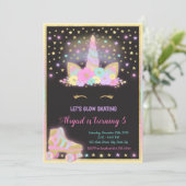 Unicorn Glow Roller Skaten Invasion, Unicorn Einladung (Stehend Vorderseite)