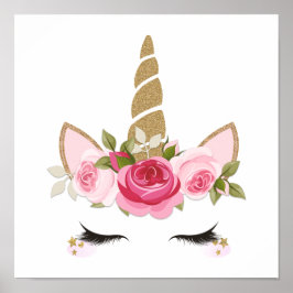 Unicorn Gold Floral Niedlich Trendy Poster