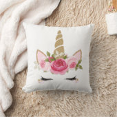 Unicorn Gold Floral Niedlich Trendy Throw Kissen (Decke)