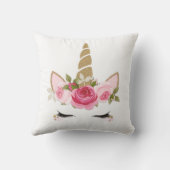 Unicorn Gold Floral Niedlich Trendy Throw Kissen (Rückseite)